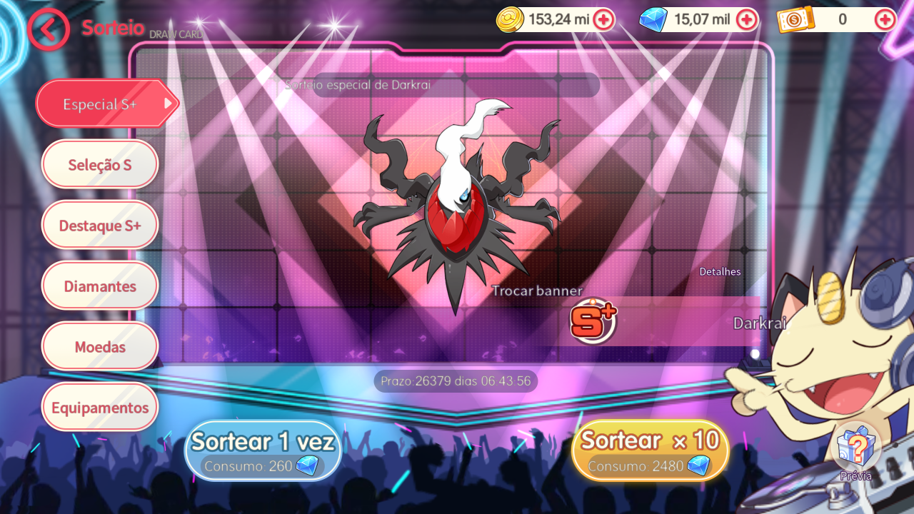 Banner de Darkrai na tela de sorteios do jogo